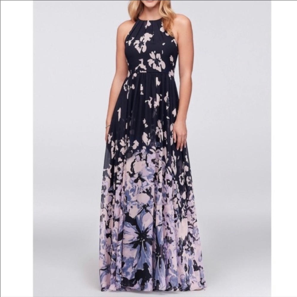 Betsy & Adam Blue Floral Dress, size 14